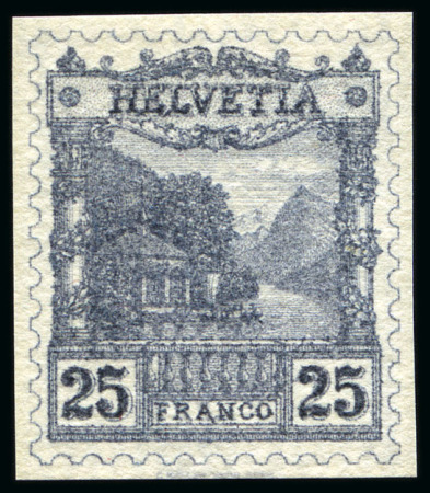 Stamp of Switzerland / Schweiz 1901 "Rütli" 25C Essais, 15 Essais in versch. Farben
