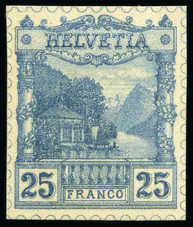 Stamp of Switzerland / Schweiz 1901 "Rütli" 25C Essais, 15 Essais in versch. Farben