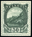Stamp of Switzerland / Schweiz 1901 "Rütli" 50C Essais, 7 Essais in versch. Farbem