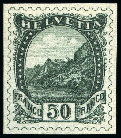 Stamp of Switzerland / Schweiz 1901 "Rütli" 50C Essais, 7 Essais in versch. Farbem
