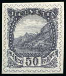Stamp of Switzerland / Schweiz 1901 "Rütli" 50C Essais, 7 Essais in versch. Farbem