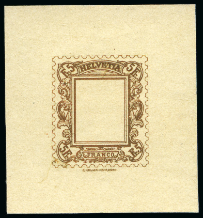 Stamp of Switzerland / Schweiz 1895 Keller-Kehr "Tell und Tellknabe" Essais
