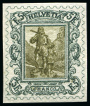 Stamp of Switzerland / Schweiz 1895 Keller-Kehr "Tell und Tellknabe" Essais