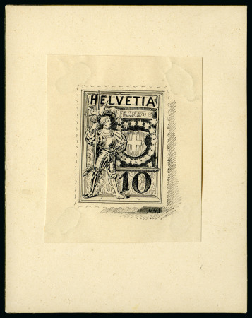 Stamp of Switzerland / Schweiz » Ziffermuster 1880 Hofer und Burger Handgemalte Essai