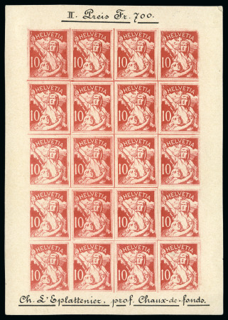 Stamp of Switzerland / Schweiz 1901 (18./20. März) Essai: Originalbogen