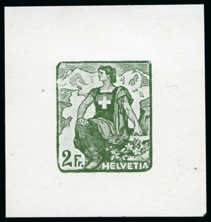 Stamp of Switzerland / Schweiz 1908 Helvetia mit Schwert 2Fr. Essai