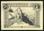 Stamp of Switzerland / Schweiz 1910 Orell Füssli "Gebirgslandschaft" 25Fr. Essai