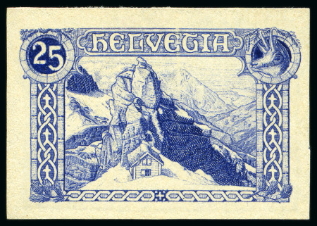 Stamp of Switzerland / Schweiz 1910 Orell Füssli "Gebirgslandschaft" 25Fr. Essai