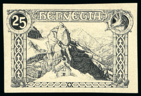 Stamp of Switzerland / Schweiz 1910 Orell Füssli "Gebirgslandschaft" 25Fr. Essai