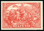 Stamp of Switzerland / Schweiz 1908 Benziger & Co "Rütlischwur" Essai, 25C und 3Fr.