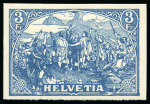Stamp of Switzerland / Schweiz 1908 Benziger & Co "Rütlischwur" Essai, 25C und 3Fr.