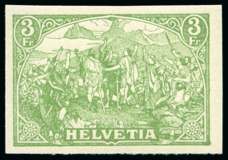 Stamp of Switzerland / Schweiz 1908 Benziger & Co "Rütlischwur" Essai, 25C und 3Fr.