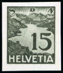 Stamp of Switzerland / Schweiz 1933 Rösli "Landschaftsausgabe" Essais in photogravüre