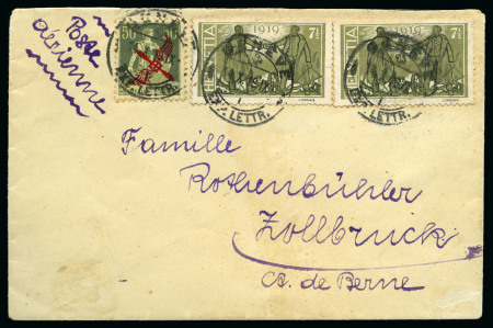 Stamp of Switzerland / Schweiz 1919 Flugbrief Genf-Bern am 15.10.19