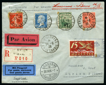 Stamp of Switzerland / Schweiz 1926 Sonderflugbrief Lausanne-Bern