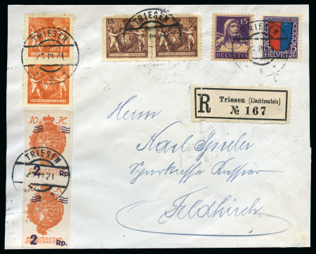 Stamp of Switzerland / Schweiz 1921 Liechtensteiner R-Briefvorderseite