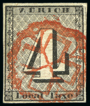 Stamp of Switzerland / Schweiz » Kantonalmarken » Zürich 4Rp (Type V), waagrechte Untergrundlinien