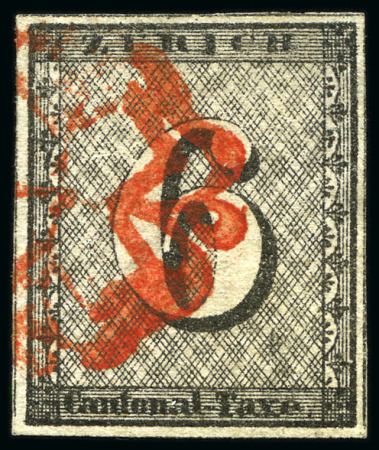 Stamp of Switzerland / Schweiz » Kantonalmarken » Zürich 6Rp (Type IV), waagrechte Untergrundlinien
