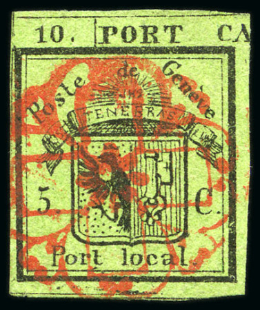 Stamp of Switzerland / Schweiz » Kantonalmarken » Genf Linke Hälfte Doppelgenf mit Genfer Rosette