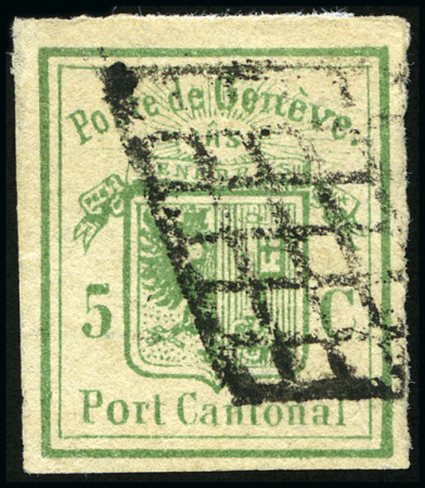 Stamp of Switzerland / Schweiz » Kantonalmarken » Genf Ausschnitt mit schwarzer Genfer Gitterraute