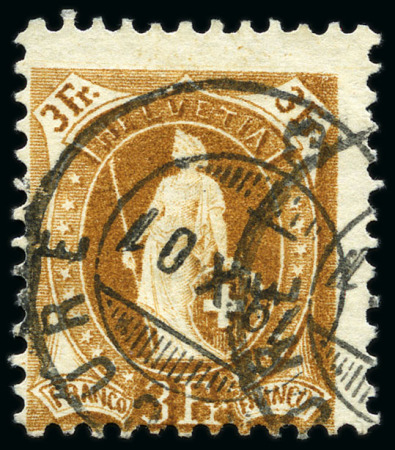 Stamp of Switzerland / Schweiz » Stehende Helvetia 1901-04 3Fr hellbraun, Feld 9, Druckplatte