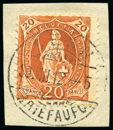 Stamp of Switzerland / Schweiz » Stehende Helvetia 1907 20C orange, Faserpapier, gezähnt 11 1/2:12
