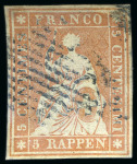 Stamp of Switzerland / Schweiz 1854-1862, Strubelsammlung