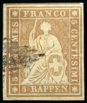 Stamp of Switzerland / Schweiz 1854-1862, Partie mit über 1'000 Strubelmarken