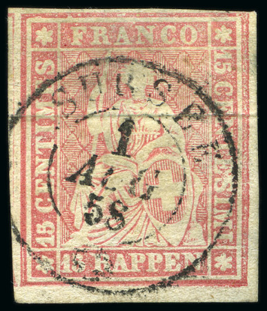 Stamp of Switzerland / Schweiz 1854-1862, Partie mit über 1'000 Strubelmarken