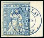Stamp of Switzerland / Schweiz » Sitzende Helvetia Ungezähnt » 1857-62 Berner Druck, Dickes Papier BELLELAY: Fünf G-Marken: 22G, 23G, 24G(2) und 26G