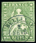 Stamp of Switzerland / Schweiz » Sitzende Helvetia Ungezähnt » 1857-62 Berner Druck, Dickes Papier BELLELAY: Fünf G-Marken: 22G, 23G, 24G(2) und 26G