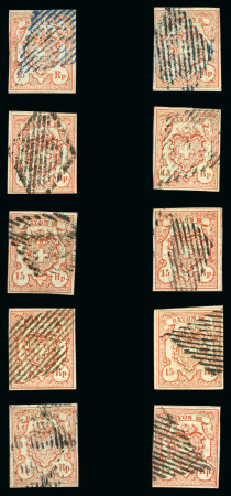 Stamp of Switzerland / Schweiz » Rayonmarken » Rayon III, kleine Ziffer (Rp.) Komplette Typentafel aller 10 Typen