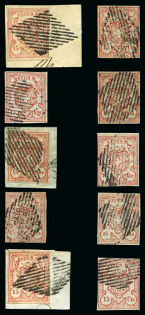Stamp of Switzerland / Schweiz » Rayonmarken » Rayon III, kleine Ziffer (Cts.) Komplette Typentafel aller 10 Typen