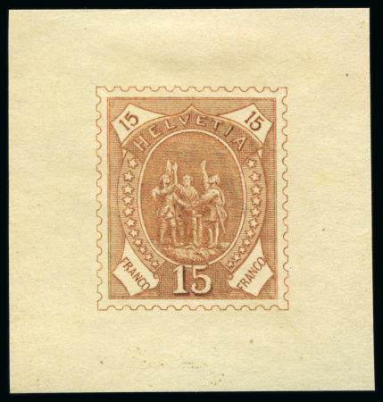 Stamp of Switzerland / Schweiz » Stehende Helvetia 1880 "Rütli-Schwur", 9 Essais in versch. Farben
