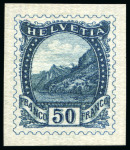 Stamp of Switzerland / Schweiz 1901 "Rütli" 50C Essais, 6 Essais in versch. Farben