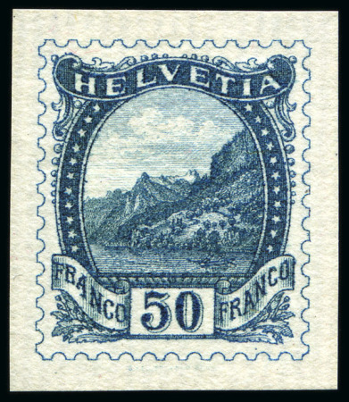 Stamp of Switzerland / Schweiz 1901 "Rütli" 50C Essais, 6 Essais in versch. Farben
