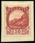 Stamp of Switzerland / Schweiz 1901 "Rütli" 50C Essais, 6 Essais in versch. Farben