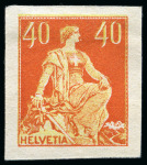Stamp of Switzerland / Schweiz 1908 Helvetia mit Schwert, sieben Probedrucke