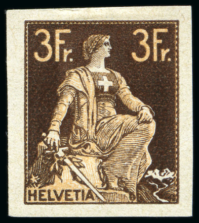 Stamp of Switzerland / Schweiz 1908 Helvetia mit Schwert, sieben Probedrucke