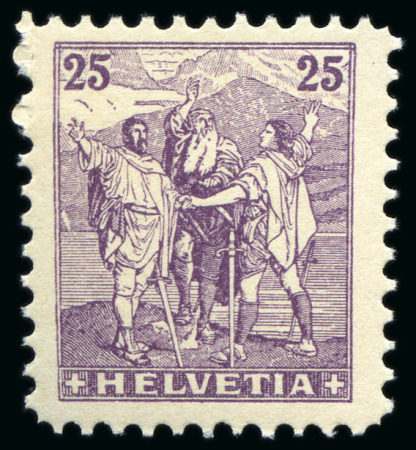 Stamp of Switzerland / Schweiz 1908 Benziger & Co "Rütlischwur" Essai, 25C