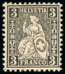 Stamp of Switzerland / Schweiz » Sitzende Helvetia Gezaehnt » Probe Papierprobe und Farbprobe: Partie 83 Probedrucke