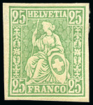 Stamp of Switzerland / Schweiz » Sitzende Helvetia Gezaehnt » Probe Papierprobe und Farbprobe: Partie 83 Probedrucke