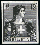 Stamp of Switzerland / Schweiz 1882-1960 Probedrucke: Sammlung in einem Steckbuch