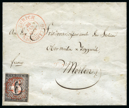 Stamp of Switzerland / Schweiz » Kantonalmarken » Zürich 6Rp (Type IV, 59. Marke), waagrechte Untergrundlinien