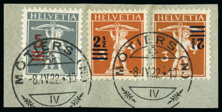 Stamp of Switzerland / Schweiz 1921 Tellknabe 2 1/2 auf 3C braunorange
