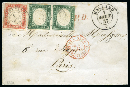 Stamp of Auction catalogues Rare càd MAGLAND 1 aout 57 sur jolie petite lettre