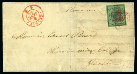 Stamp of Switzerland / Schweiz » Kantonalmarken » Genf Grosser Adler dunkelgrün mit roter Genfer Rosette