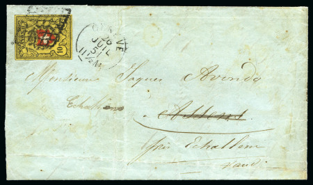Stamp of Switzerland / Schweiz » Rayonmarken » Rayon II, gelb, ohne Kreuzeinfassung (STEIN A 2) Type 10 A2/LU mit Genfer Gitterraute