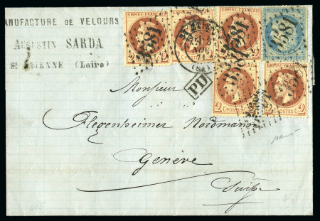 Stamp of France Joli affranchissement à 30c pour Genève en Suisse