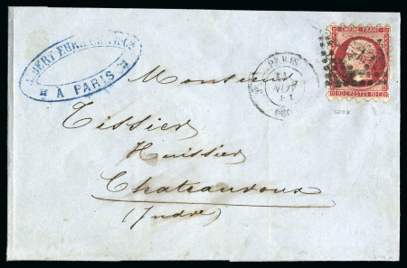 Stamp of France 80c Empire avec PIQUAGE SUSSE sur lettre de Paris